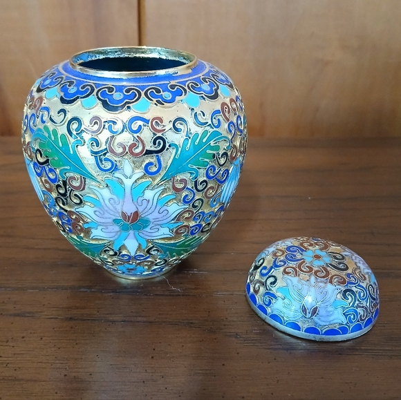 Vintage Chinese Cloisonné Vase Ginger Jar - Picture 6 of 12